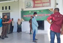 Pelaksanaan Uqubat Cambuk Perkara Jinayat Nomor 6/JN/2026/MS.Sgi Berjalan Lancar